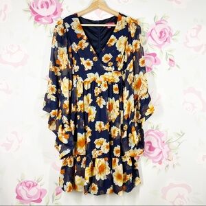 Betsey Johnson Bambi Floral Ruffle Bell Sleeves Dress 4